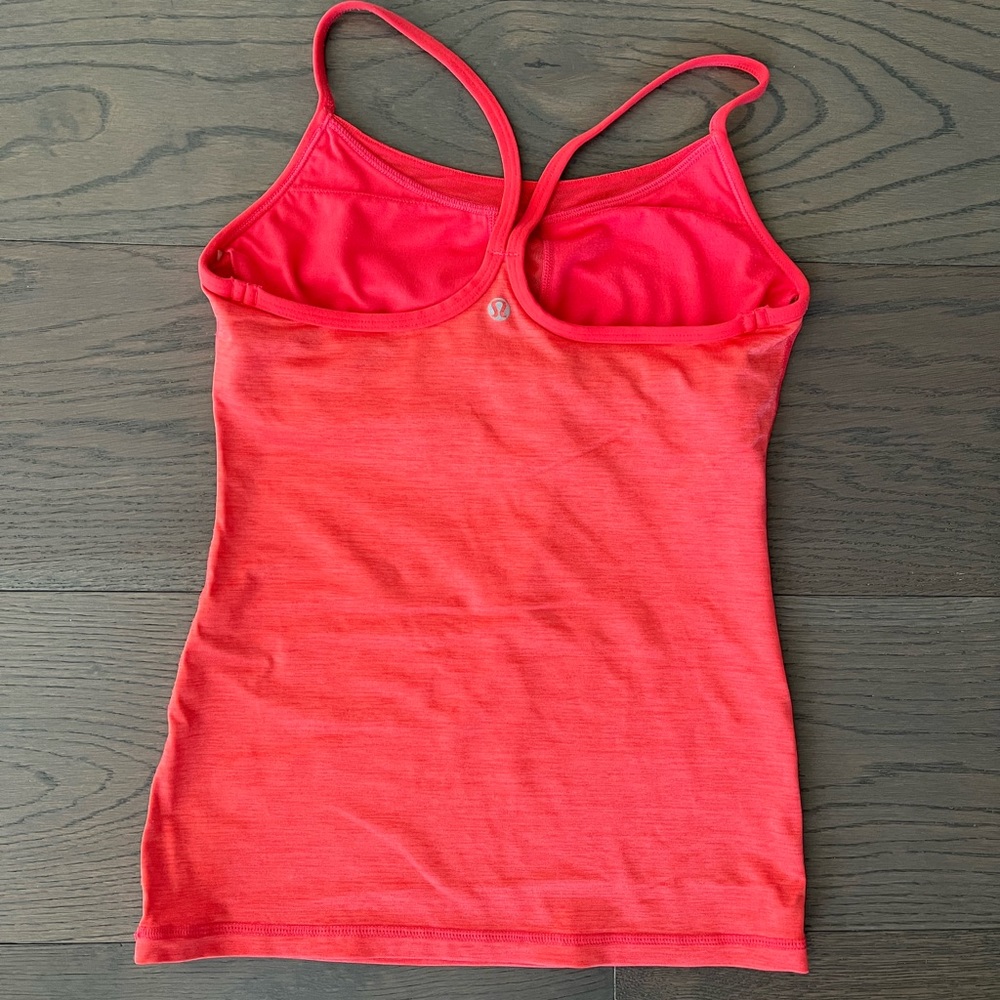Lululemon coral pink power Y tank top sz 4 EUC